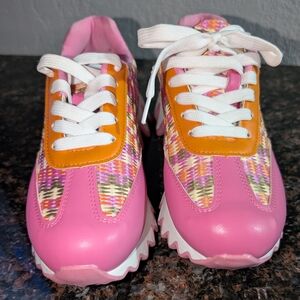 Liliana Pink and Orange Kids Sneakers